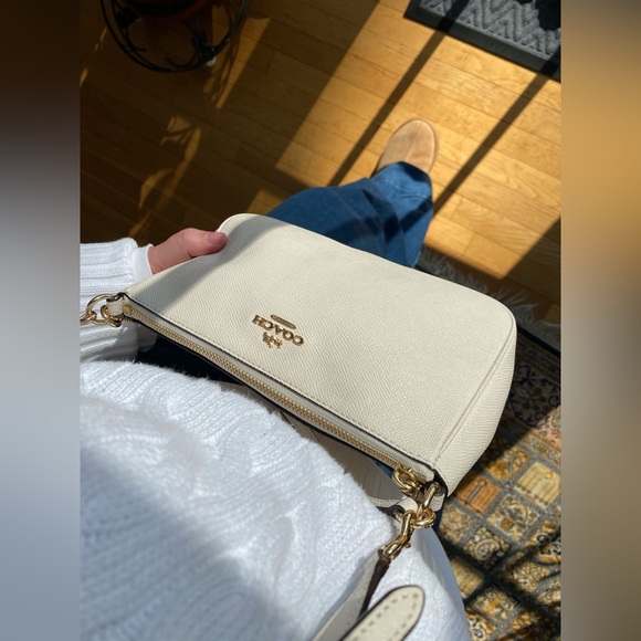 Coach Saffiano Leather Cream Crossbody Bag / Top Handle Pouch | Style F25591 | - Picture 2 of 13